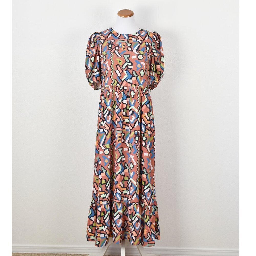 CROSBY Mollie Burch Abstract Printed Maxi Midi Dress - S